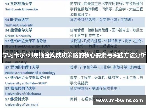 学习卡尔·刘易斯金牌成功策略的核心要素与实践方法分析